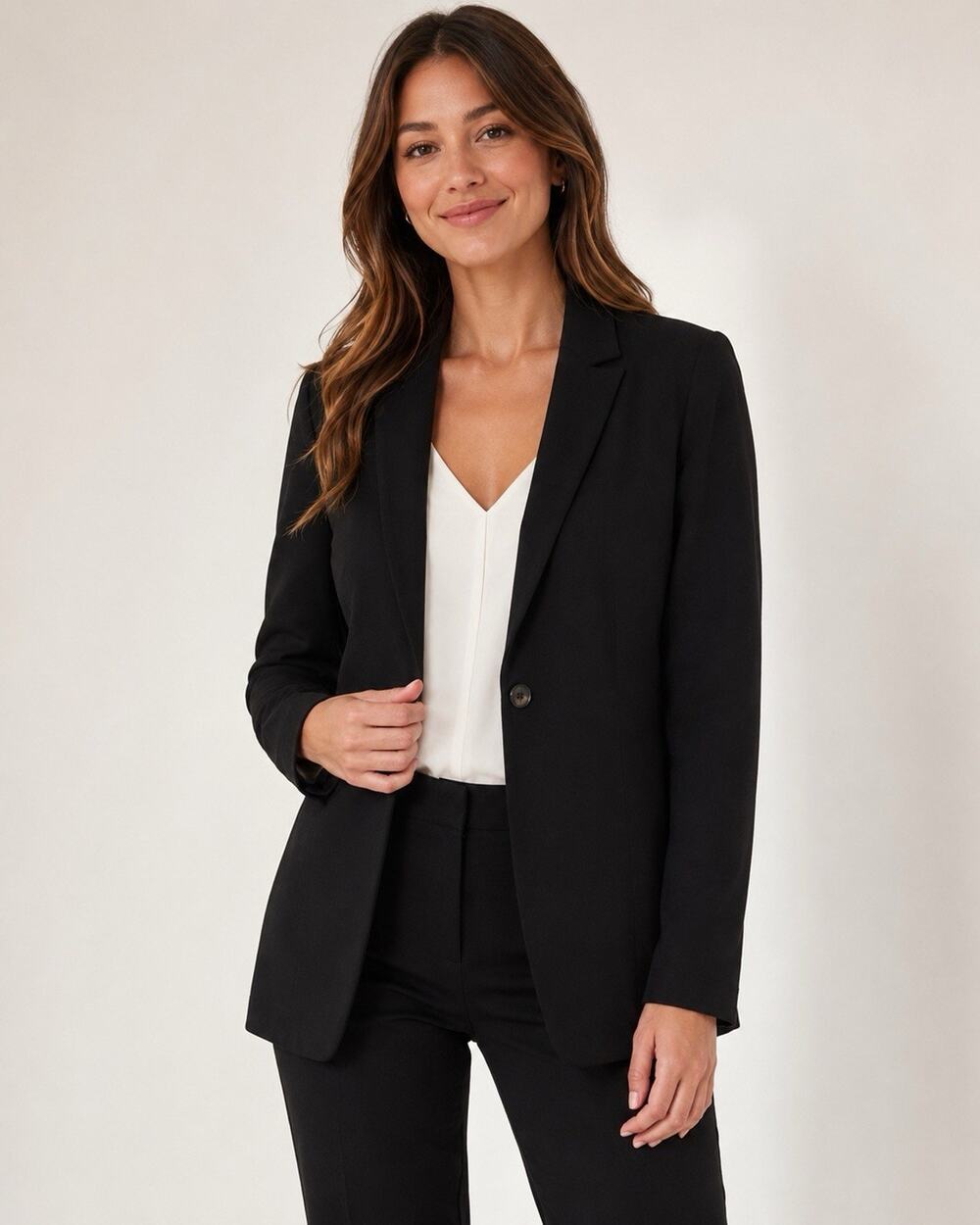 Theory Women’s S P Black Long Blazer Single Button Stretch Career Minimalist